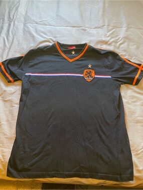 Holland Black V-Neck Men's Shirt with Orange Trim